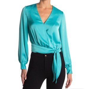 NWT RAMY BROOK Analiese Wrap Blouse Sea Blue XS